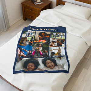custom photo blanket – design your own personalized velveteen plush throw 9 photos + text