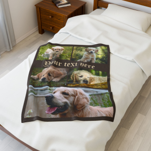 copy of custom photo blanket – design your own personalized velveteen plush throw 4 photos + text