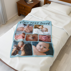 custom photo blanket – design your own personalized velveteen plush throw 7 photos + text