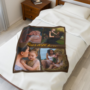 custom photo blanket – design your own personalized velveteen plush throw 4 photos + text
